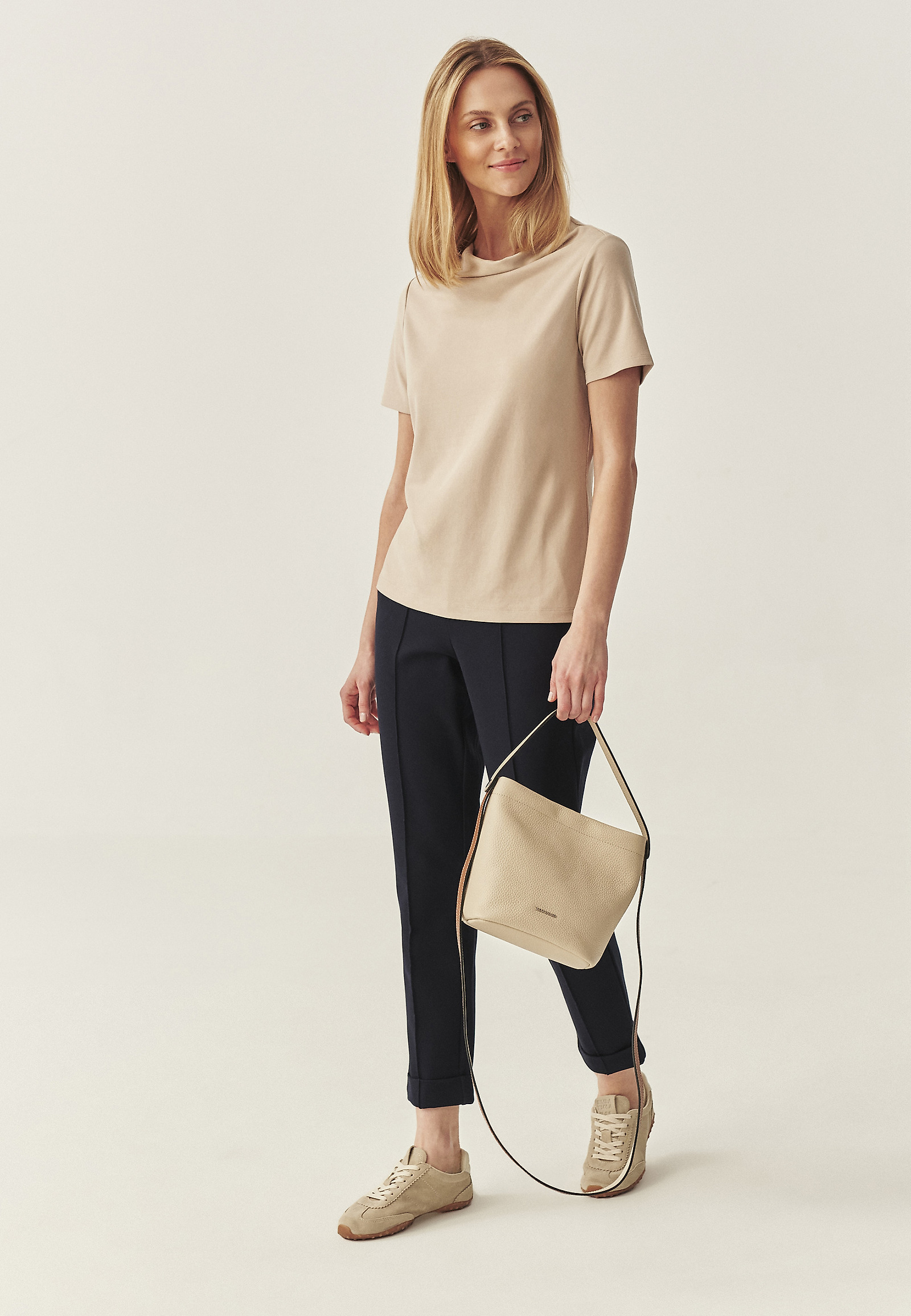 CUFFED KNIT CIGARETTE HLAČE - LILO CUFFED KNIT CIGARETTE HLAČE - LILO TEMNO MODRA 114661