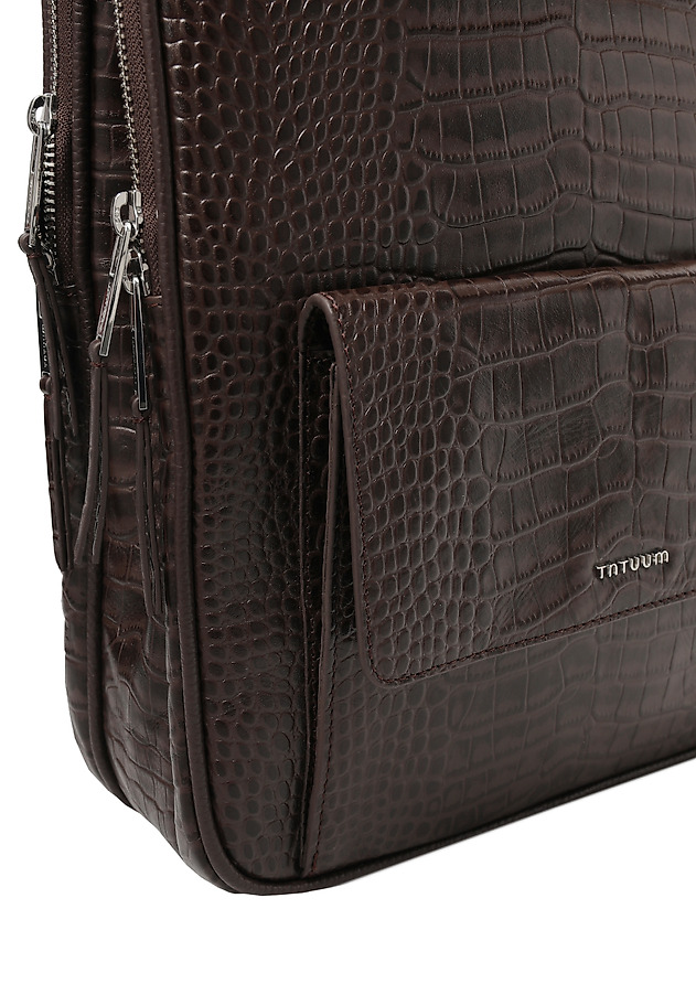 LEATHER BACKPACK WITH ANIMAL MOTIF - COBRA LEATHER BACKPACK WITH ANIMAL MOTIF - COBRA BROWN 5