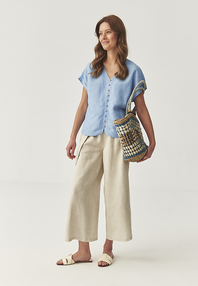 CASUAL SHIRT WITH LINEN - SAMANTA CASUAL SHIRT WITH LINEN - SAMANTA NIEBIESKI 5