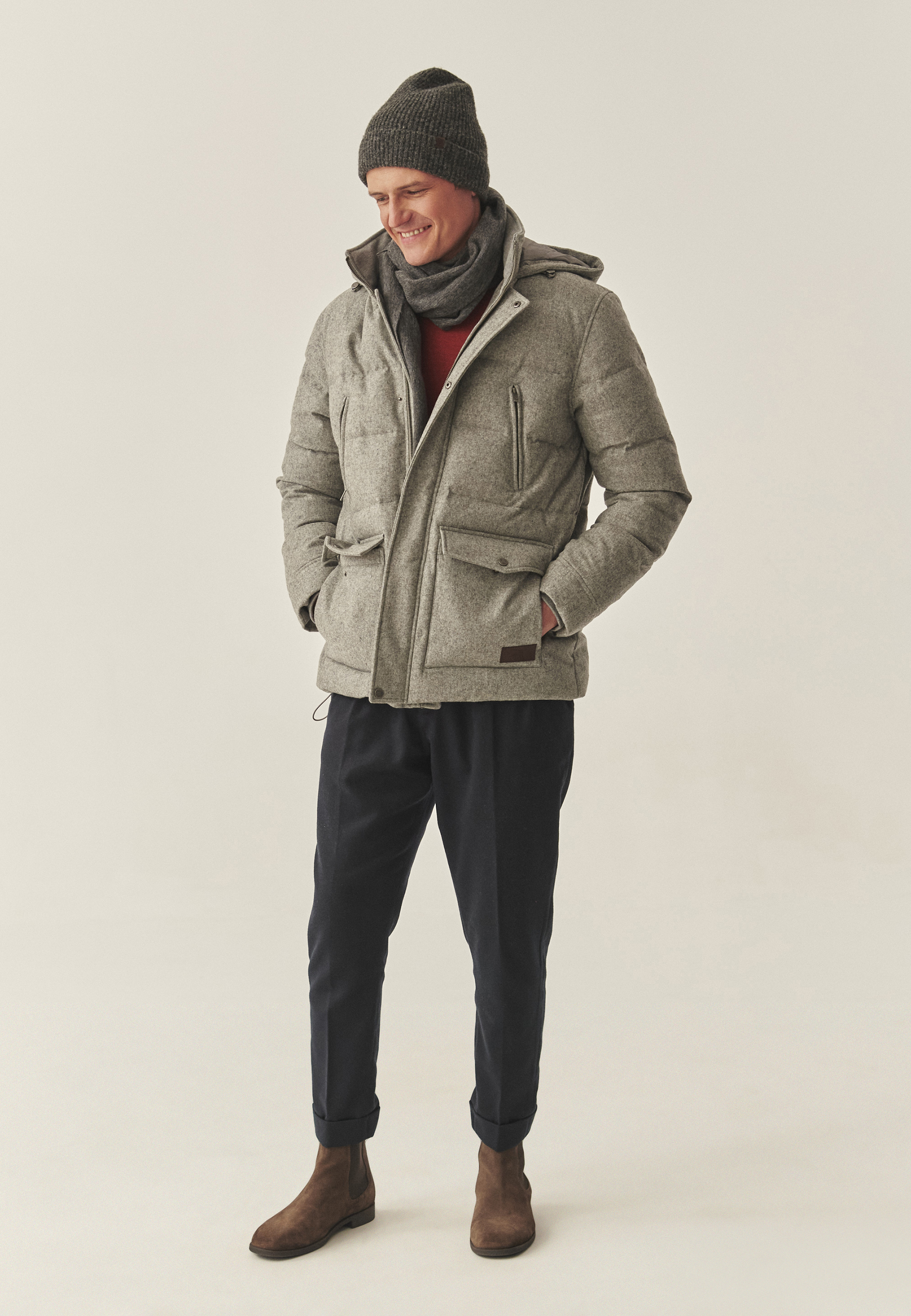 MĘSKA KURTKA Z WEŁNĄ - ANDRE SZARY 2