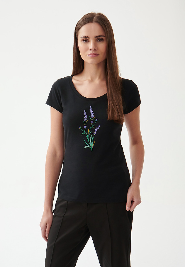 T-SHIRT DAMSKI Z NADRUKIEM ANTONIA 1 T-SHIRT DAMSKI Z NADRUKIEM ANTONIA 1 CZARNY 1
