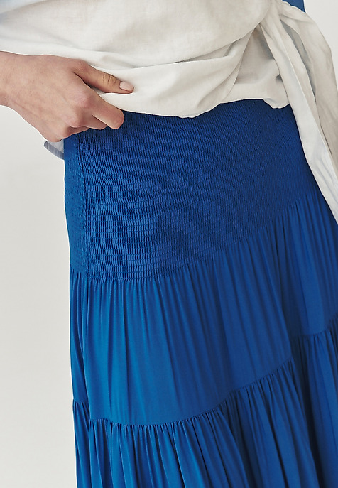 LADIES’ MAXI SKIRT WITH A FRILL - EFIA 2 BLUE 2