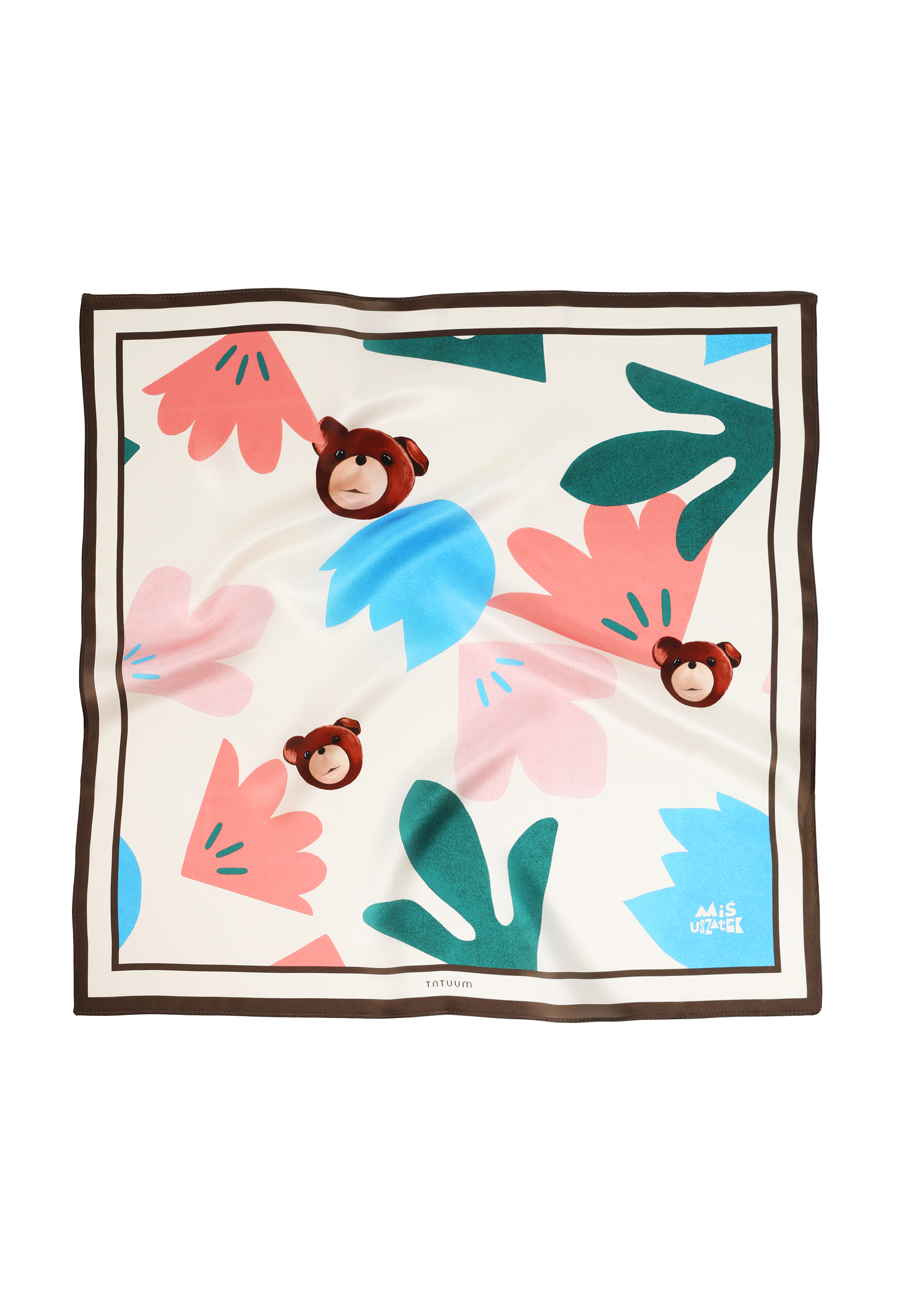 JEDWABNA CHUSTA Z MOTYWEM MISIA USZATKA - NYRA MULTIKOLOR 2