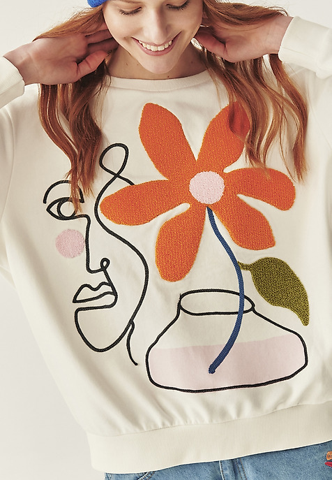 HAFTOWANA BLUZA Z BAWEŁNĄ ORGANICZNĄ - WASKA 1 HAFTOWANA BLUZA Z BAWEŁNĄ ORGANICZNĄ - WASKA 1