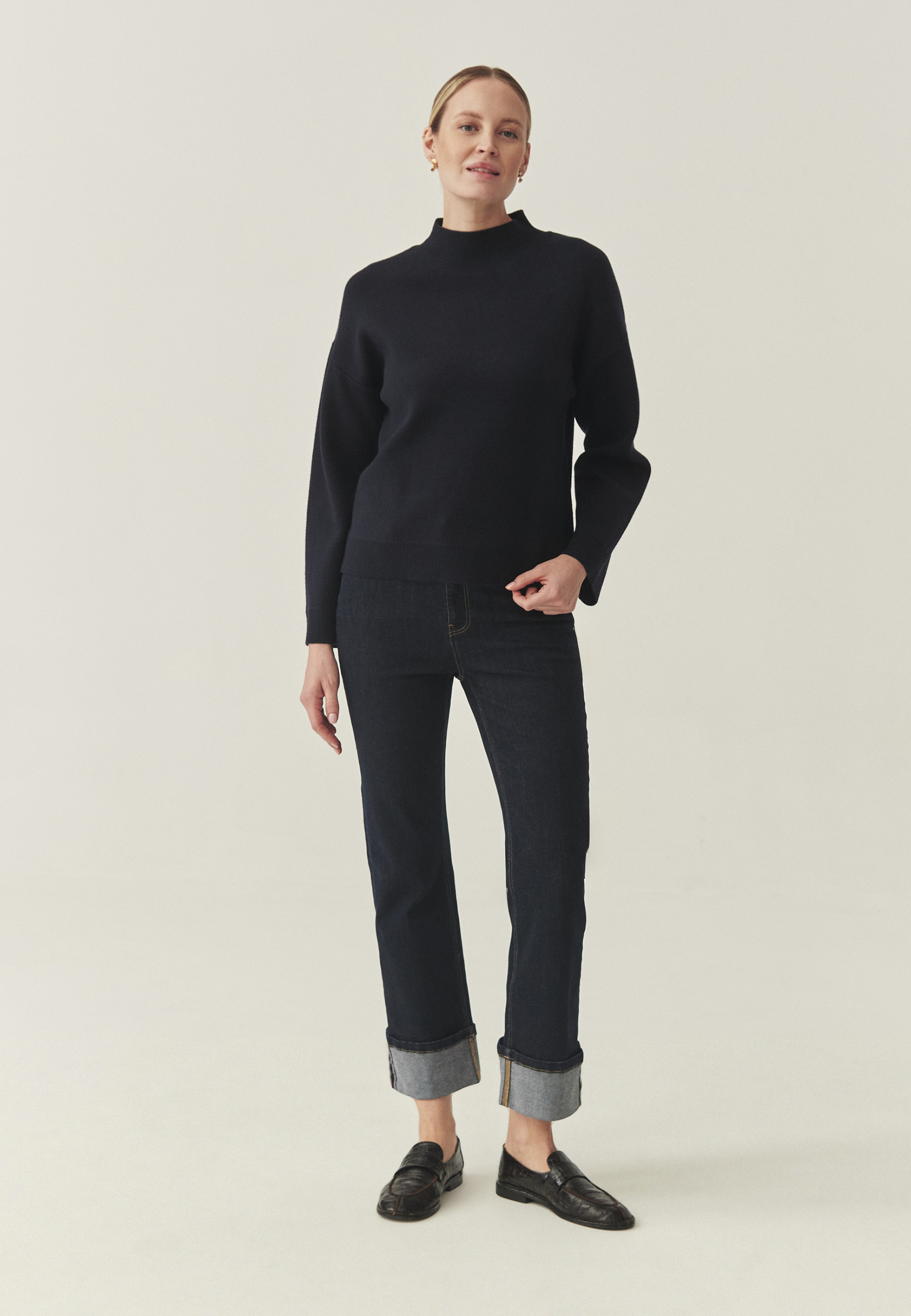 DENIM TROUSERS WITH EXTENDED LEGS - TATAMI NAVY BLUE 2