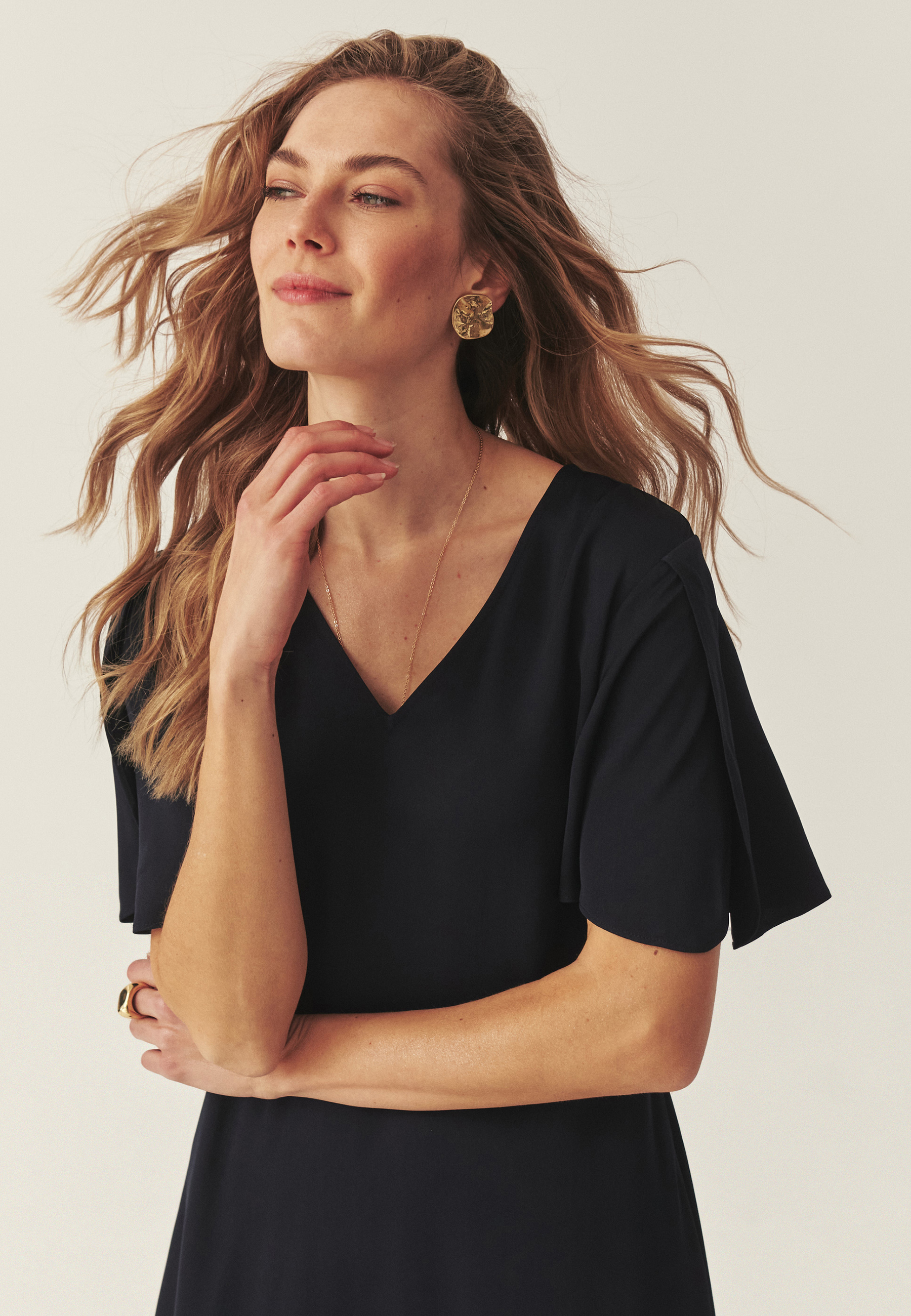 SATIN MIDI DRESS - FLORITA NAVY BLUE 2