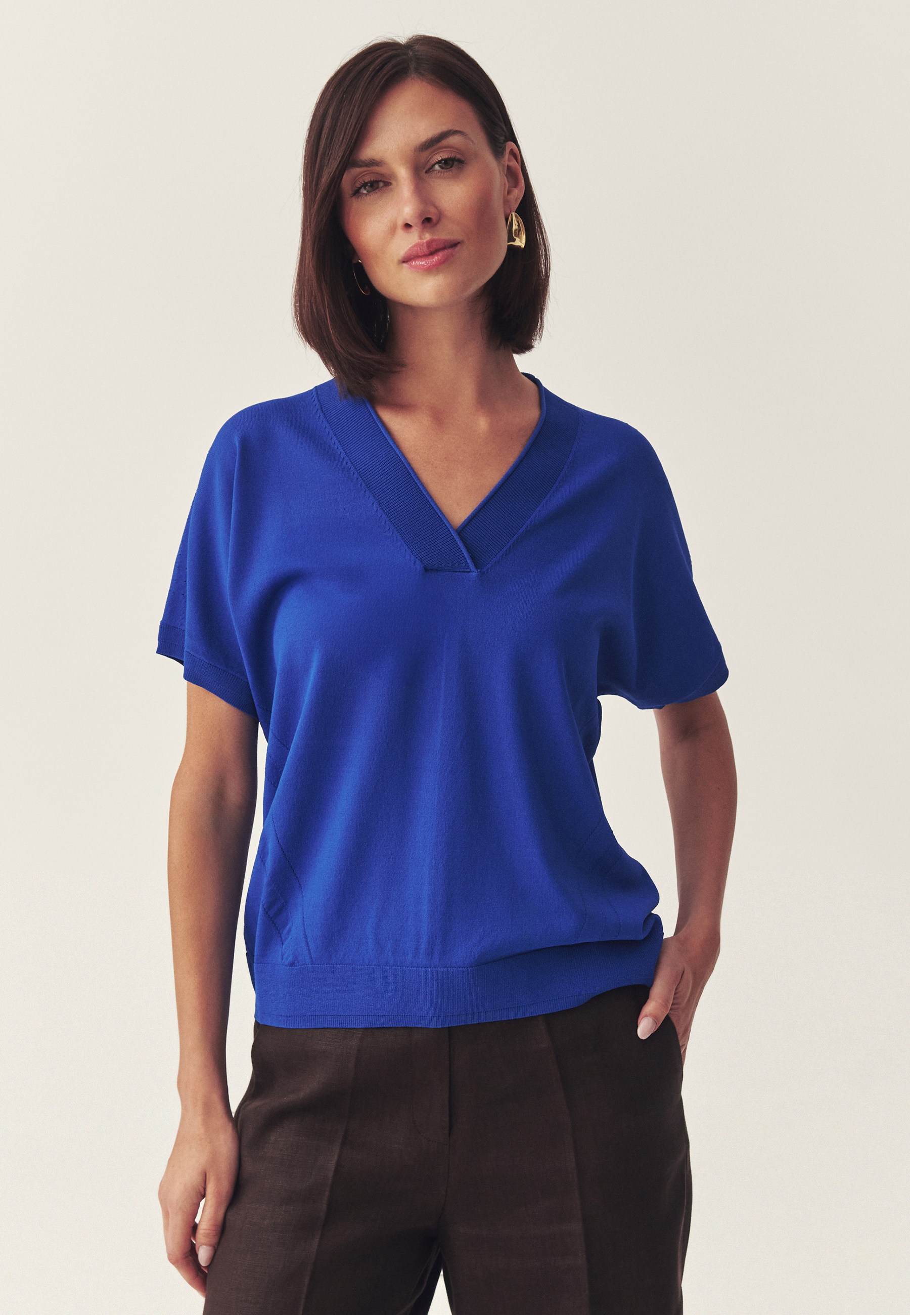 COBALT BLOUSE WITH A LOOSE FIT - INEZA