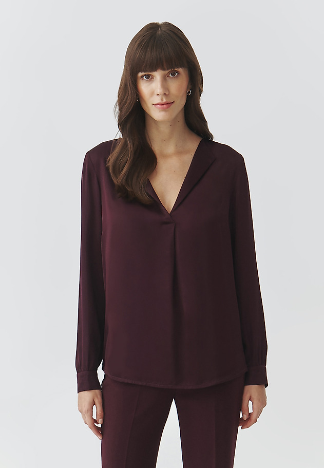 BLUZA IZ BLAGA S SATENASTO OBROBO - MERYL BLUZA IZ BLAGA S SATENASTO OBROBO - MERYL VIJOLIČNA 1
