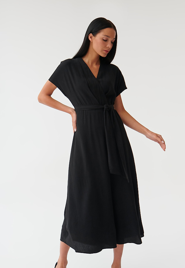 PLÁTĚNÉ ŠATY SE ZAVAZOVÁNÍM WANESSA PLÁTĚNÉ ŠATY SE ZAVAZOVÁNÍM WANESSA ČERNÁ 4