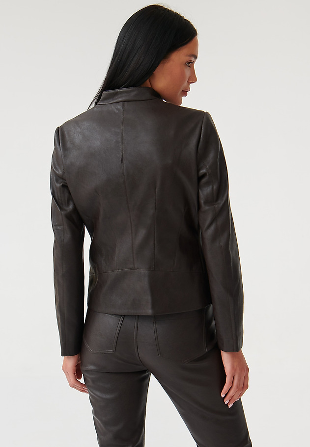 LADIES’ JACKET IN KNITTED FABRIC IMITATING LEATHER BAMI LADIES’ JACKET IN KNITTED FABRIC IMITATING LEATHER BAMI BRĄZOWY 4