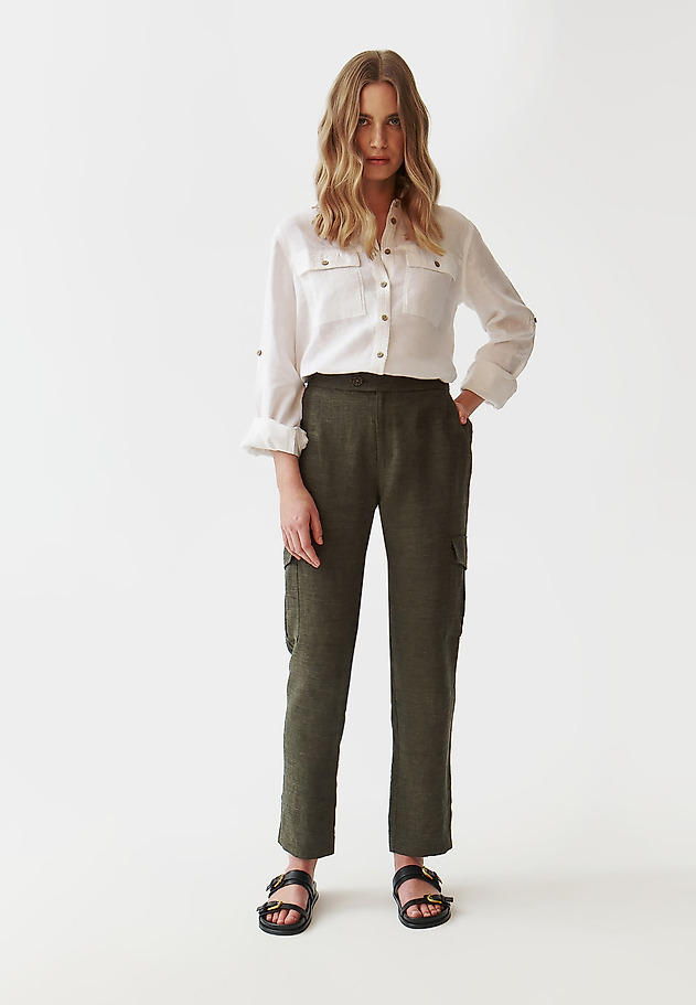 LADIES’ LINEN TROUSERS WITH SPACIOUS POCKETS - ALTI 1 LADIES’ LINEN TROUSERS WITH SPACIOUS POCKETS - ALTI 1 ZIELONY 5