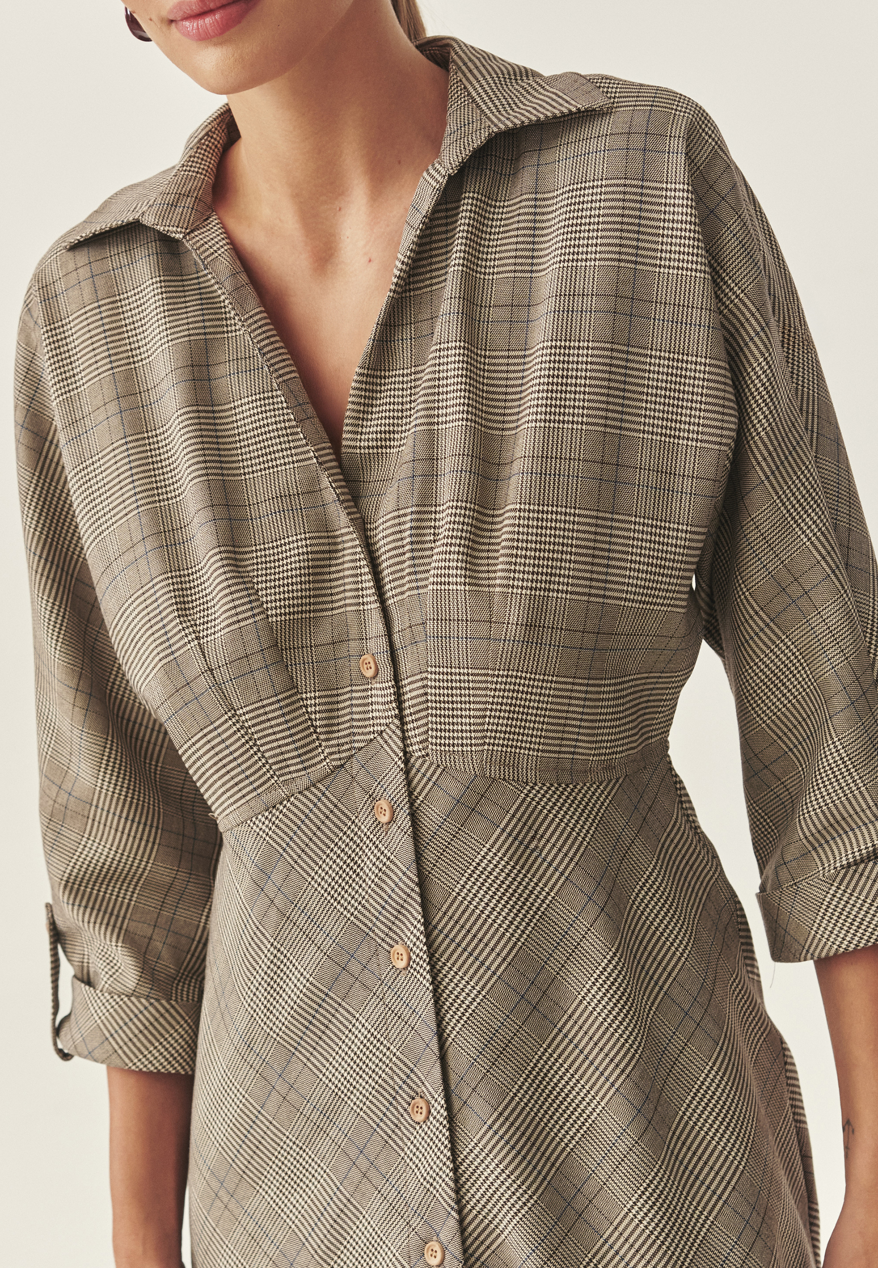 KARIRASTA MIDI OBLEKA IZ BLAGA - SAMOTALI 1 VEČBARVNA 2