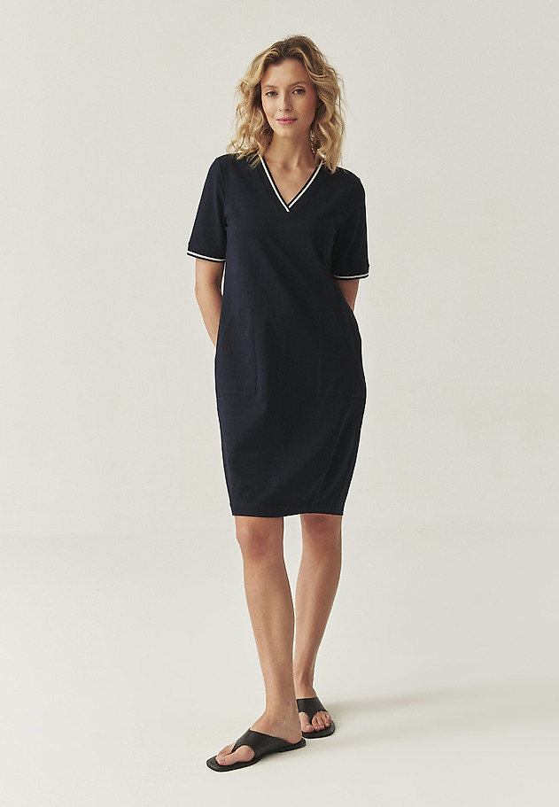 COTTON DRESS WITH A ‘BARREL’ CUT - RALIJA COTTON DRESS WITH A ‘BARREL’ CUT - RALIJA GRANATOWY 5