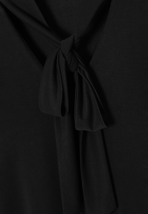 LADIES' KNITTED BLOUSE WITH NECK TIE — UMA BLACK 2
