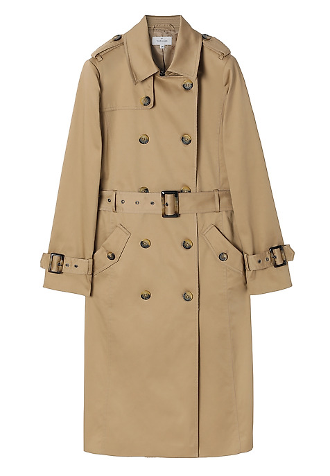 PONADCZASOWY TKANINOWY PŁASZCZ DAMSKI TYPU TRENCZ - MONA BEŻOWY 2