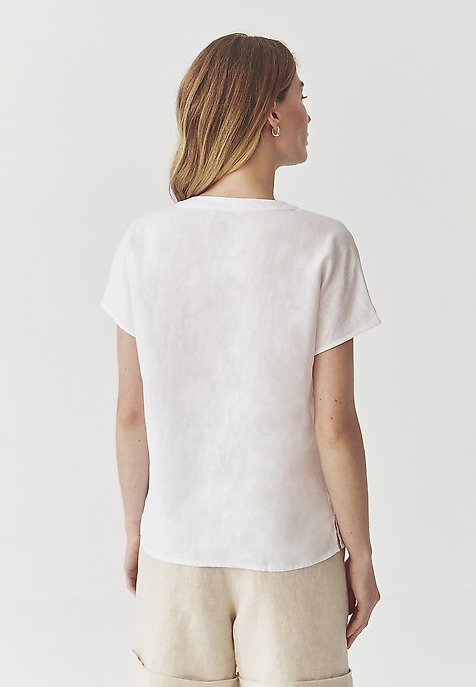 LADIES’ LINEN BLOUSE WITH COCONUT BUTTONS - MARELLI WHITE 2