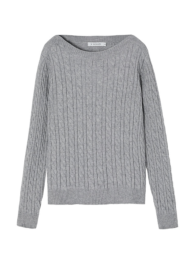 CLASSIC LADIES' JUMPER WITH BOAT NECKLINE — WILLOW CLASSIC LADIES' JUMPER WITH BOAT NECKLINE — WILLOW SZARY 6