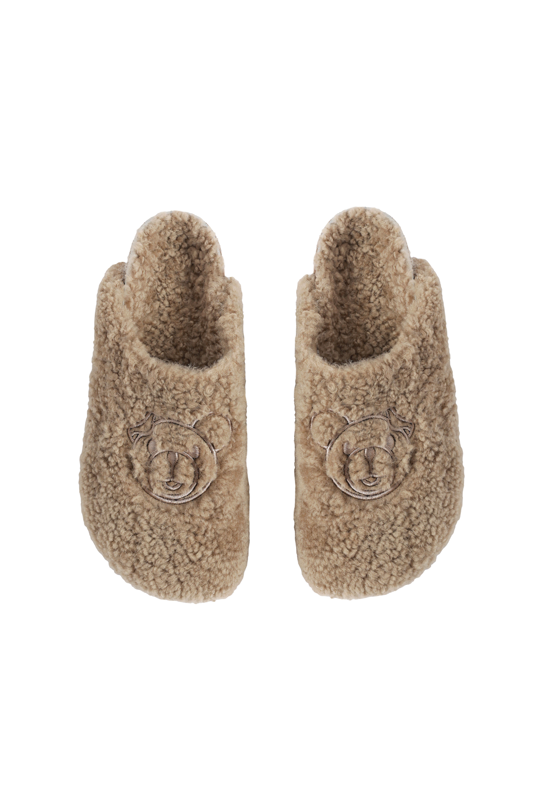 WEŁNIANE KLAPKI DAMSKIE Z WYSZYWANĄ APLIKACJĄ — KAPIKA BEŻOWY 2