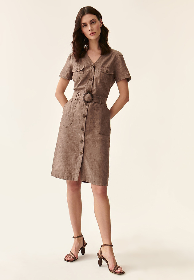 LADIES' LINEN DRESS SOFORIA 1 LADIES' LINEN DRESS SOFORIA 1 BROWN 2