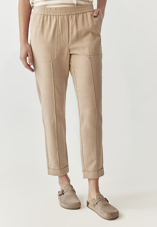 LADIES’ PANTS WITH TURNED-UP CUFFS - SUMIKO LADIES’ PANTS WITH TURNED-UP CUFFS - SUMIKO BEŻOWY 2