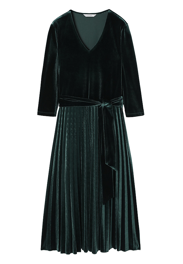 KNITTED DRESS WITH A FLARED AND PLEATED BOTTOM — ANIKAMI KNITTED DRESS WITH A FLARED AND PLEATED BOTTOM — ANIKAMI ZIELONY 5