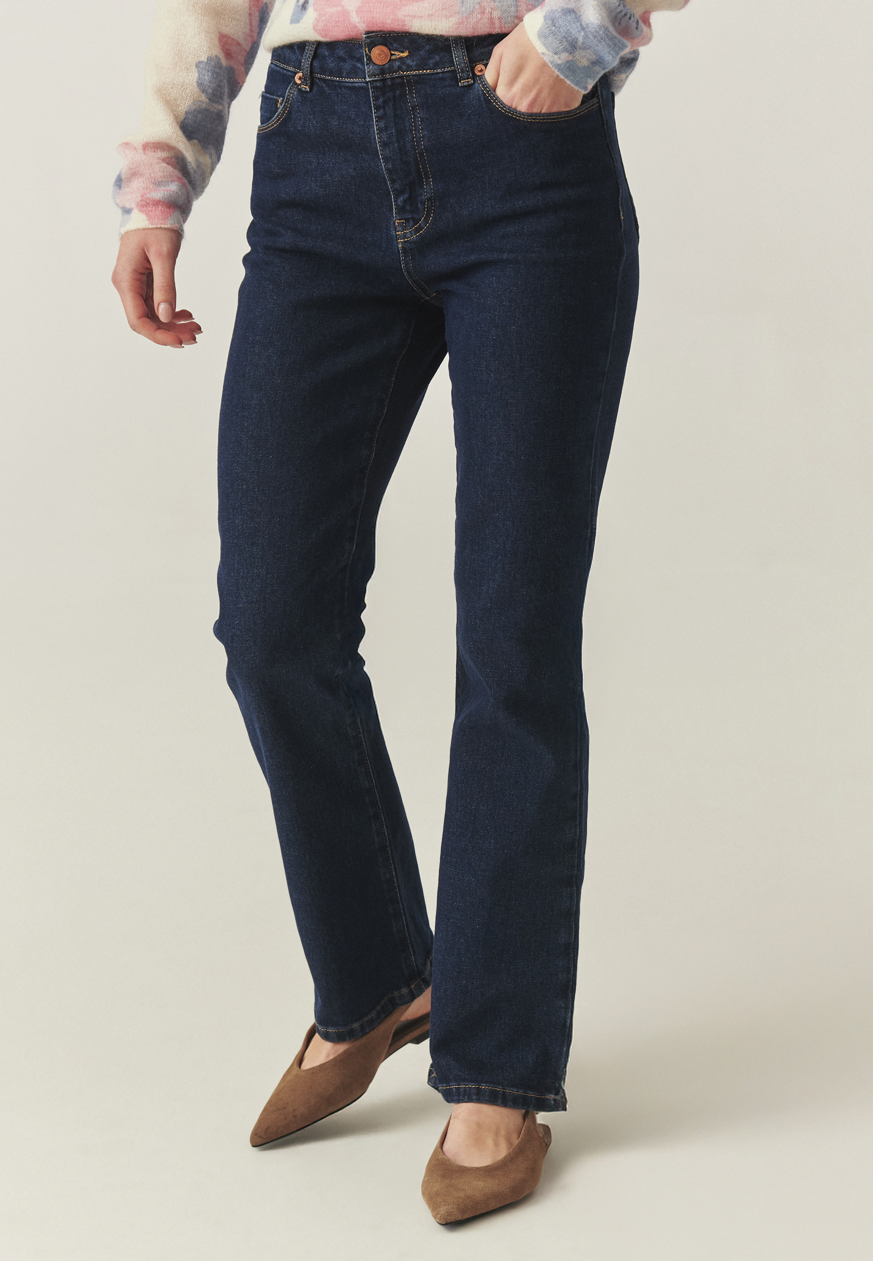 PANTALONI DIN DENIM CU CRAC LARG — RIFOMO BLEUMARIN 2