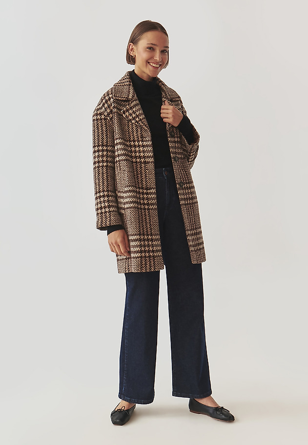 LADIES' CHECKERED FABRIC COAT - SEWRO 1 LADIES' CHECKERED FABRIC COAT - SEWRO 1 MULTIKOLOR 2