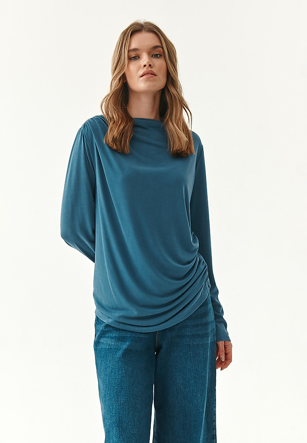 LADIES' DRAPED BLOUSE MEWOKO LADIES' DRAPED BLOUSE MEWOKO BLUE 3