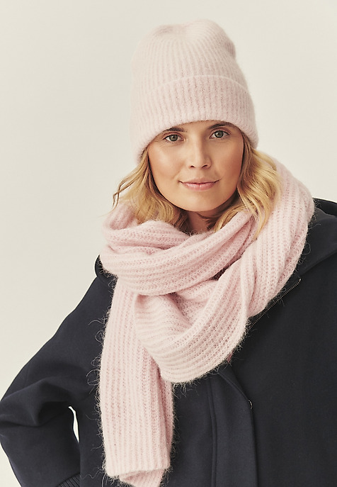 KLASYCZNY SZALIK Z WEŁNĄ I ALPAKĄ - ROSSIN RÓŻOWY 2