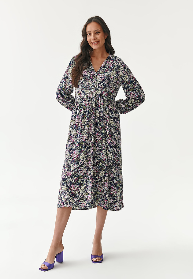 DÁMSKÉ MIDI ŠATY S KVĚTINAMI WAKU DÁMSKÉ MIDI ŠATY S KVĚTINAMI WAKU VÍCEBAREVNÝ 4
