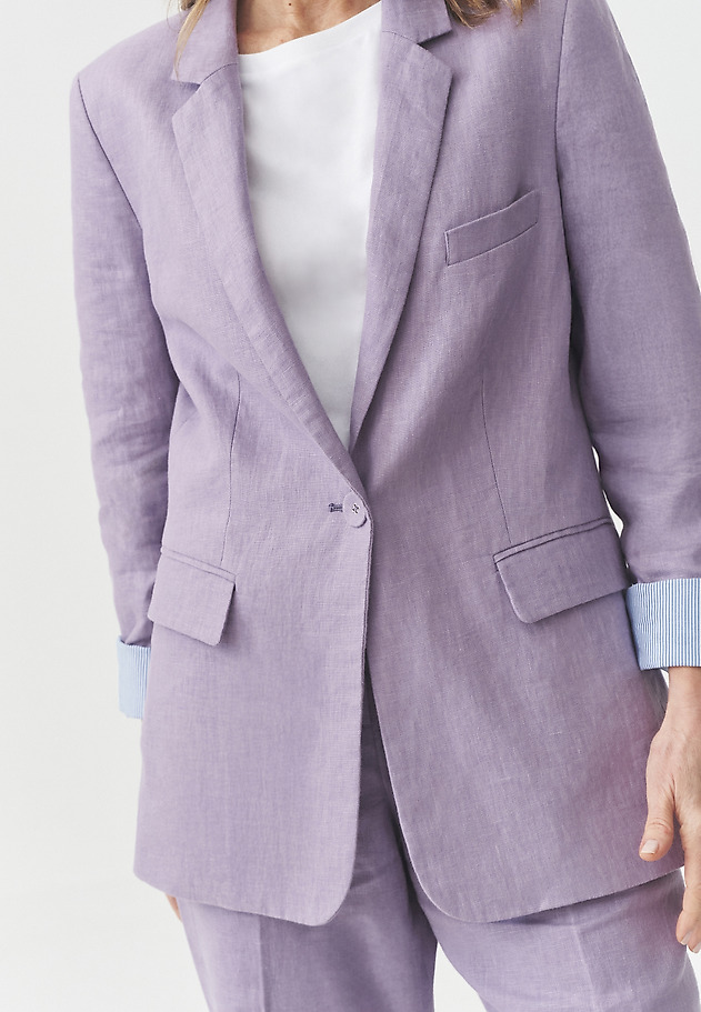 LNIANY ŻAKIET O LUŹNYM KROJU — MEKO 1 LNIANY ŻAKIET O LUŹNYM KROJU — MEKO 1 FIOLETOWY 9