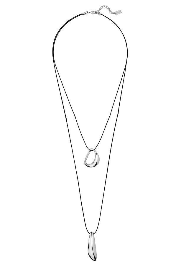 LONG NECKLACE WITH DOUBLE PENDANT - JONES LONG NECKLACE WITH DOUBLE PENDANT - JONES SILVER 2