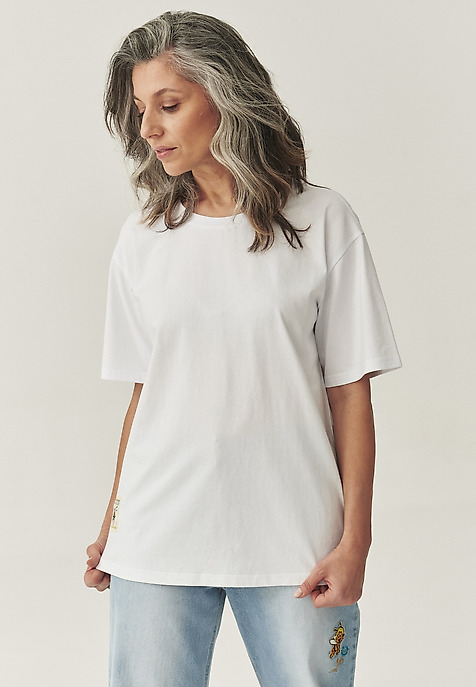 BAWEŁNIANY T-SHIRT Z NADRUKIEM — FEMI 2 BIAŁY 2