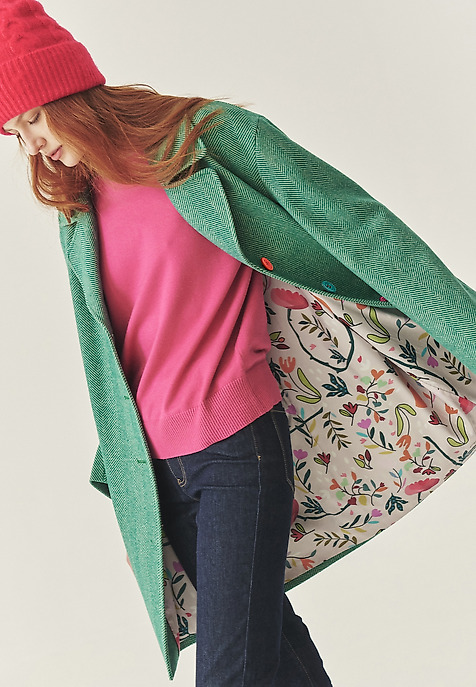 WOOL HERRINGBONE COAT - SEWRO GREEN 2
