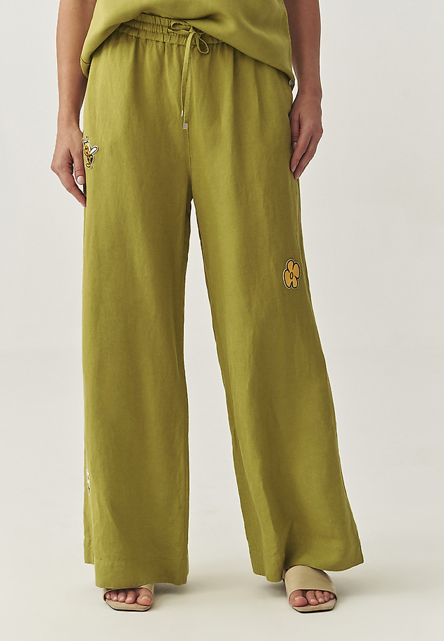 PANTALONI DIN IN VISCOSĂ - PULIONA PANTALONI DIN IN VISCOSĂ - PULIONA VERDE 2
