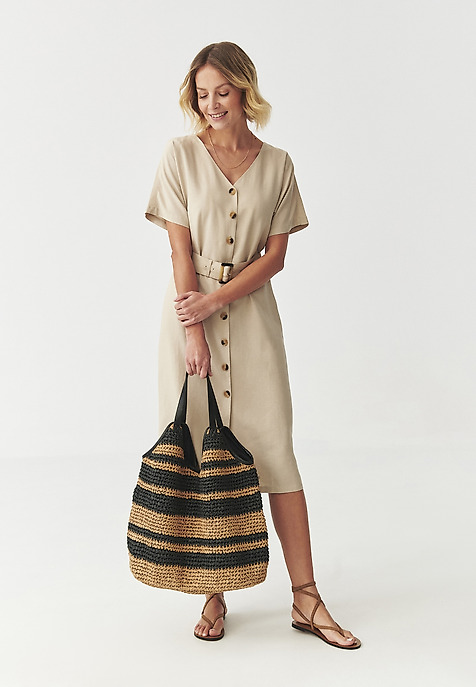 LYOCELL WOVEN DRESS - LORIA BEIGE 2