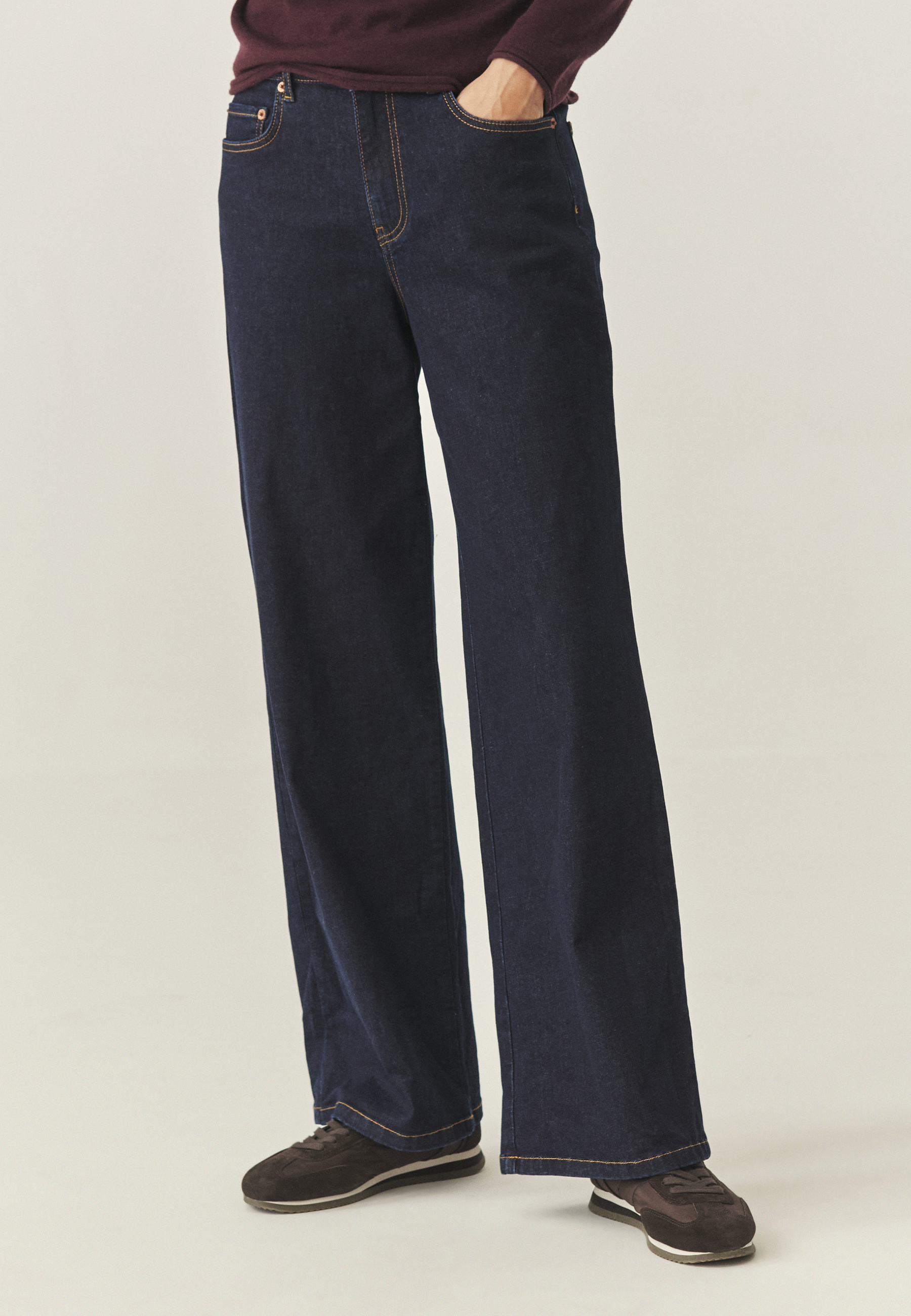 DENIM ŠIROKE HLAČE - BROOKLYN TEMNO MODRA 2