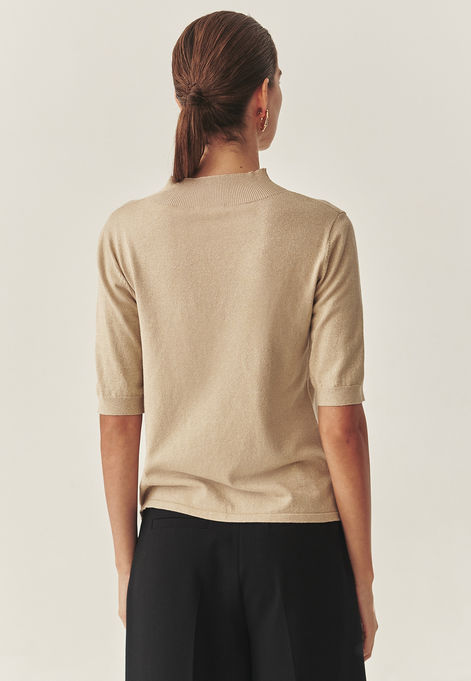 CLASSIC JUMPER WITH METALLIC FIBRE - LULU CLASSIC JUMPER WITH METALLIC FIBRE - LULU BEIGE 118377