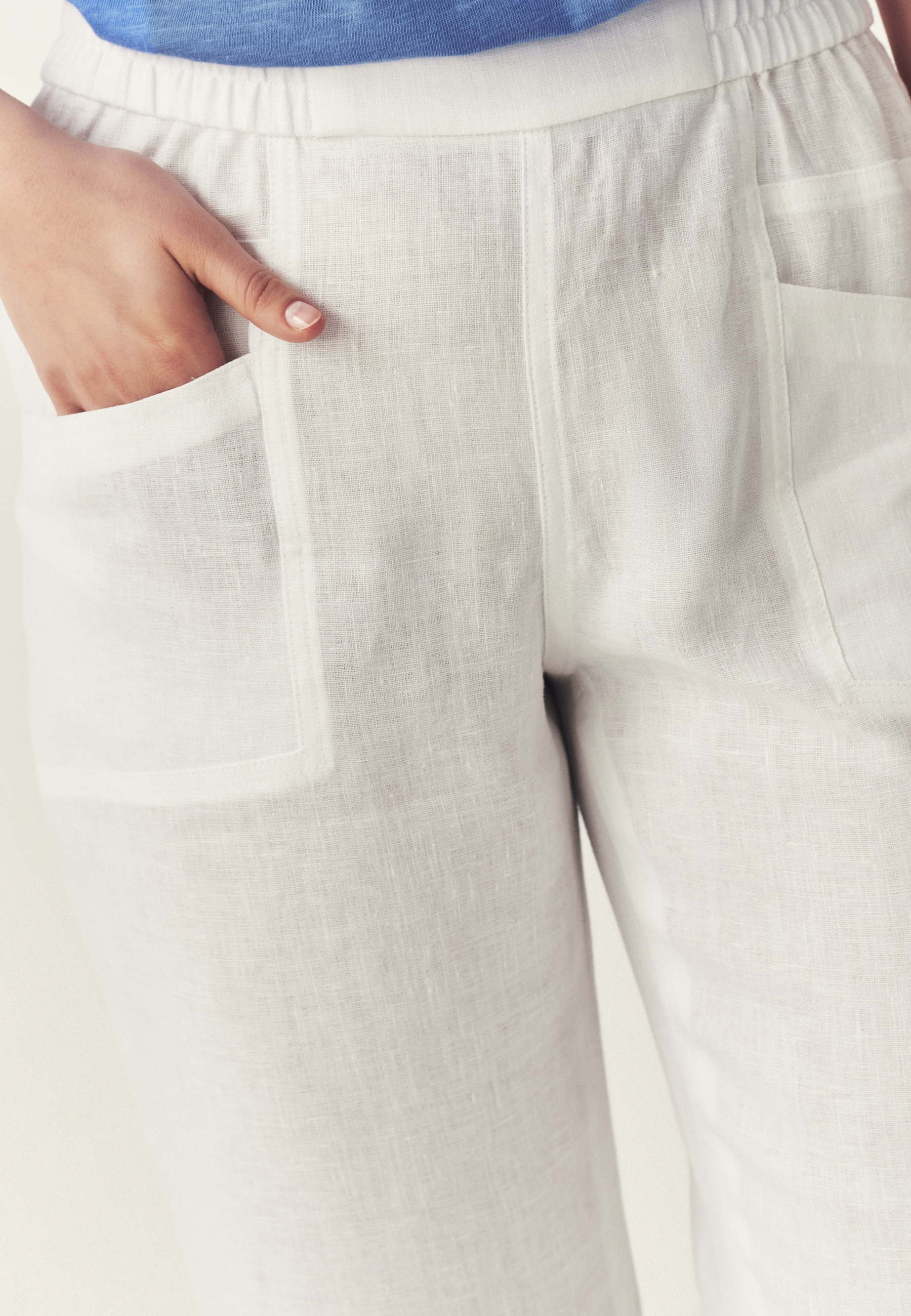 PANTALONI DIN IN, CU CRAC LARG - SUDONE ALB 2