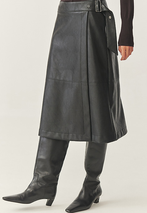 IMITATION LEATHER MIDI SKIRT - SKINO 1 BLACK 2