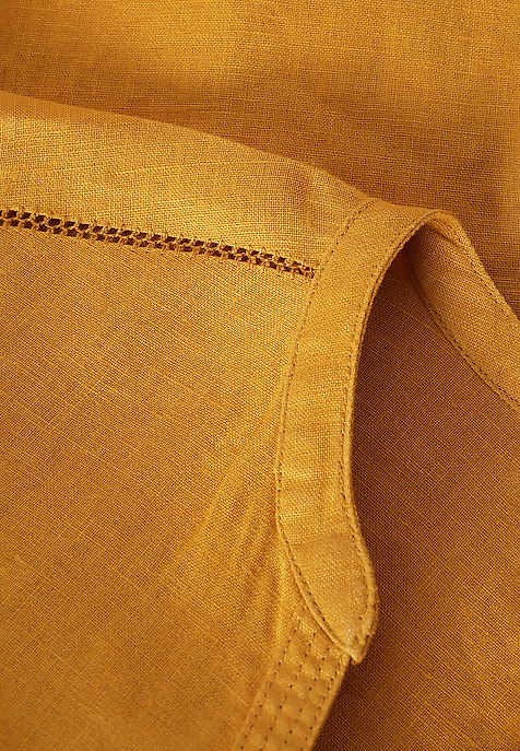LADIES’ LINEN SHIRT WITH ROLLED-UP SLEEVES - JUSTYNA YELLOW 2