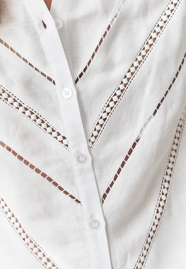 LINEN-VISCOSE SHIRT WITH EMBROIDERY - CASSIA LINEN-VISCOSE SHIRT WITH EMBROIDERY - CASSIA BIAŁY 6