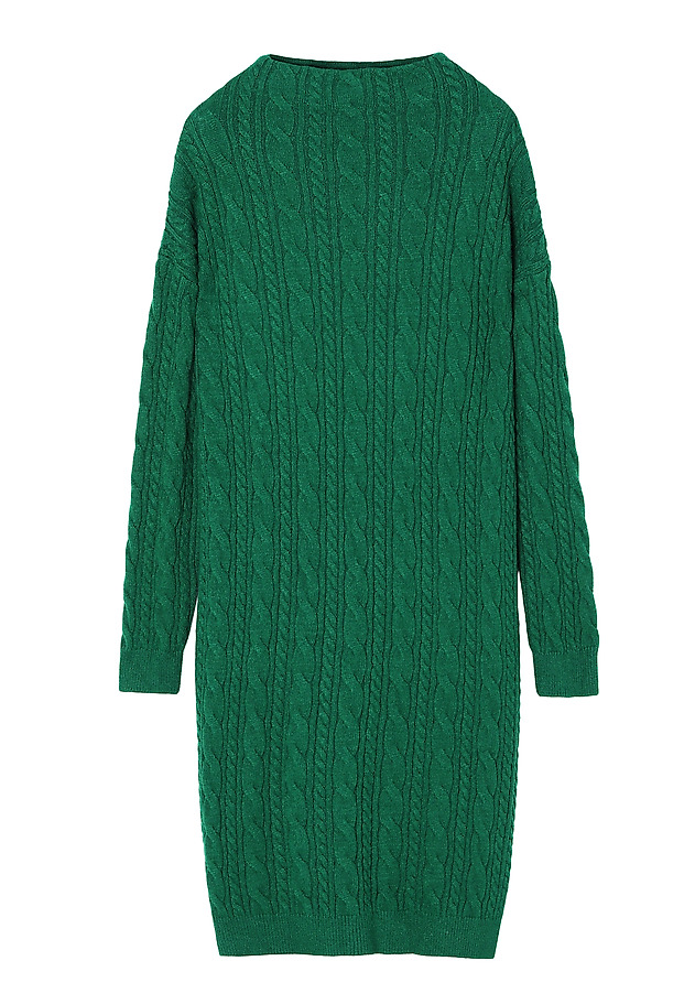 LADIES’ KNIT DRESS WITH A BRAIDED TEXTURE WENWI LADIES’ KNIT DRESS WITH A BRAIDED TEXTURE WENWI GREEN 5