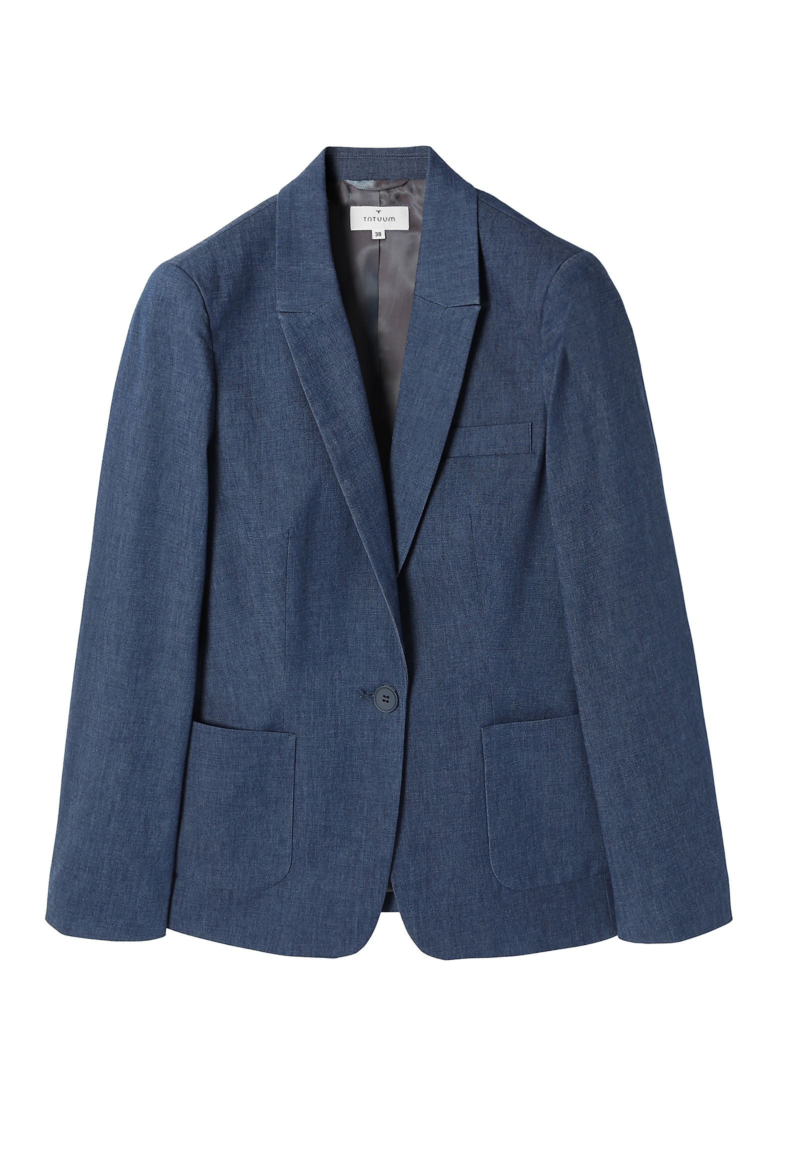 JACHETĂ ELEGANTĂ DIN ȚESĂTURĂ MELANJ - AMALFIA JACHETĂ ELEGANTĂ DIN ȚESĂTURĂ MELANJ - AMALFIA ALBASTRU 99358