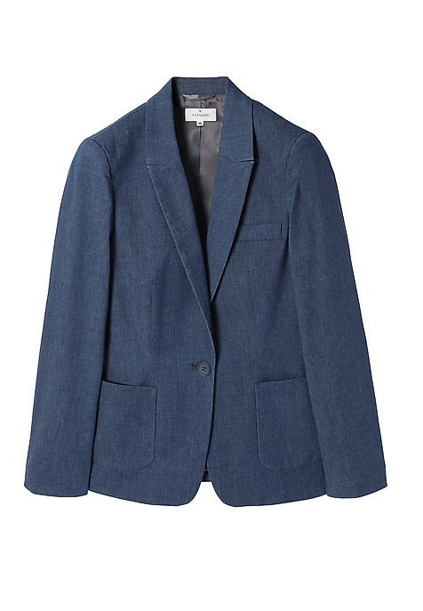 LADIES’ STYLISH BLAZER MADE FROM MELANGE FABRIC - AMALFIA NAVY BLUE 2