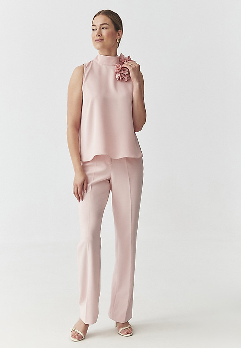 WOVEN BLOUSE WITH FLORAL MOTIF — FLORIANA PINK 2