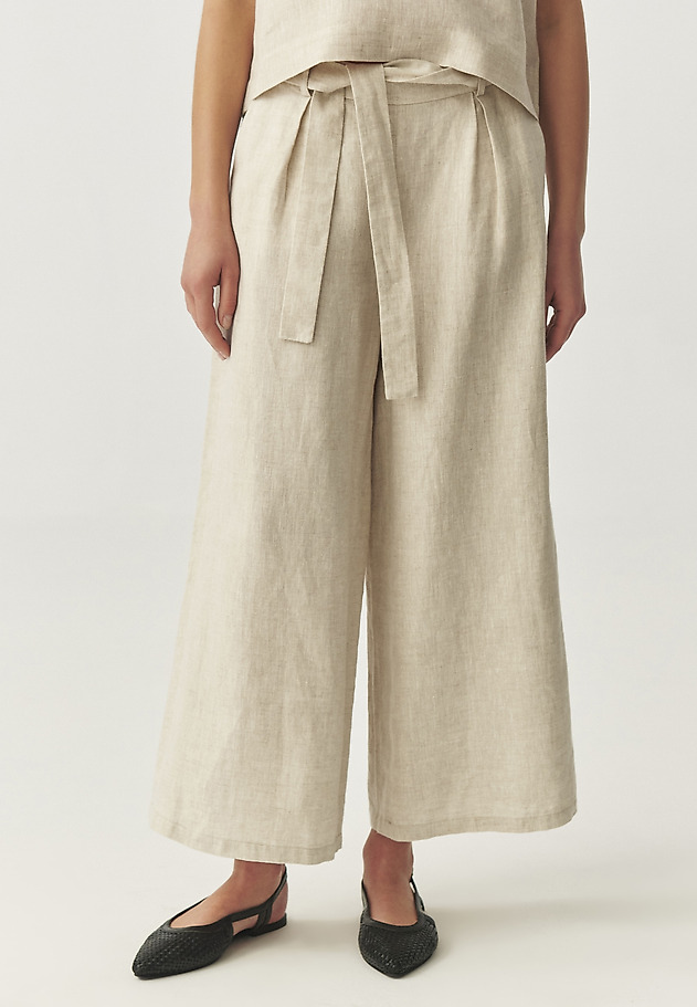 LINEN WIDE-LEG TROUSERS - ZAMI 2 LINEN WIDE-LEG TROUSERS - ZAMI 2 BEŻOWY 3