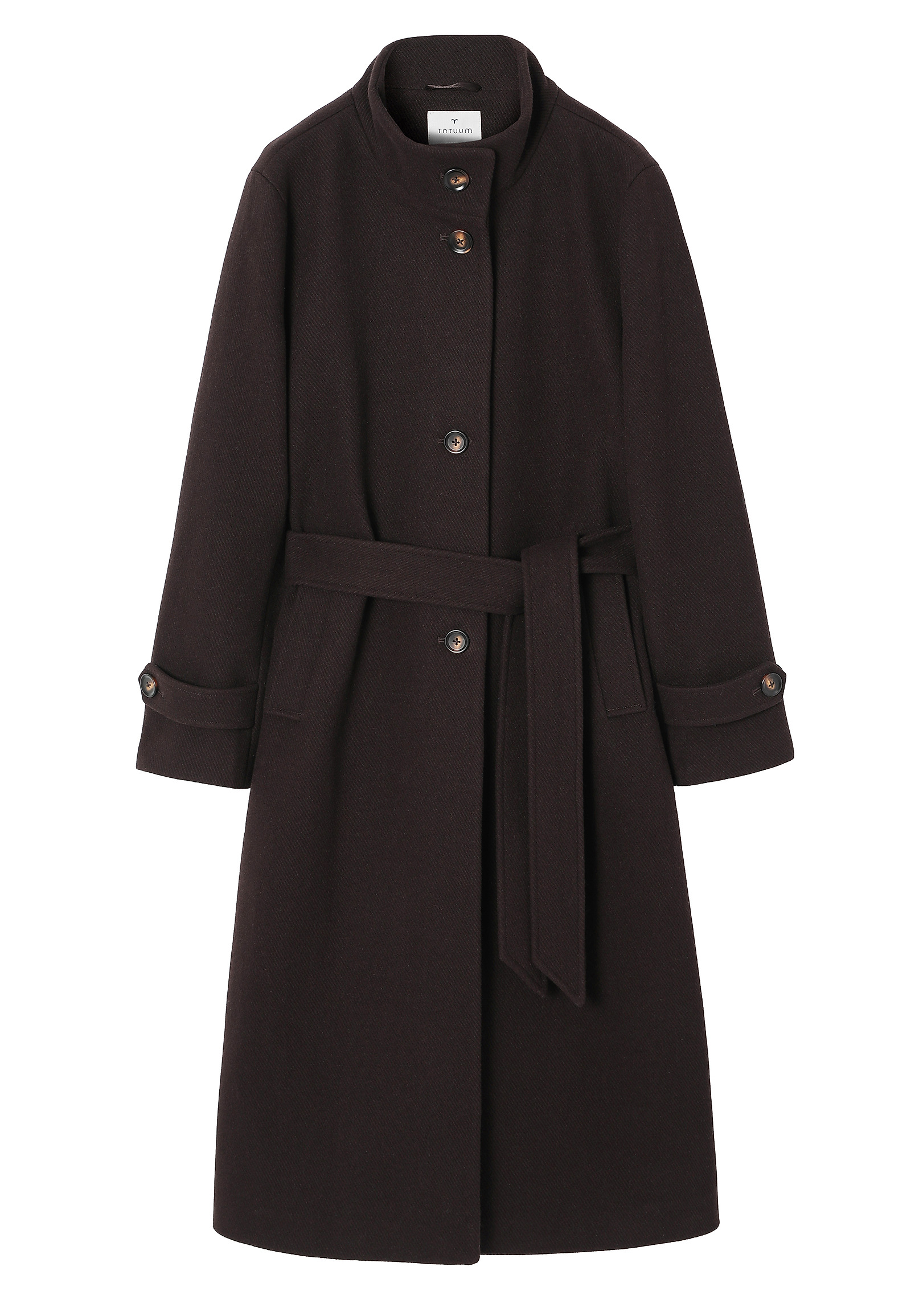 WOOLEN WOMEN'S COAT IN DARK CHOCOLATE BROWN - BORIMA WOOLEN WOMEN'S COAT IN DARK CHOCOLATE BROWN - BORIMA BROWN 115713