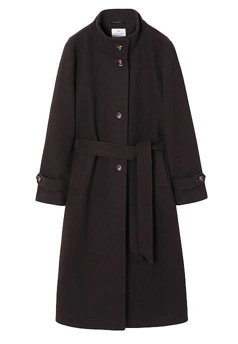 WOOLEN WOMEN'S COAT IN DARK CHOCOLATE BROWN - BORIMA BROWN 2