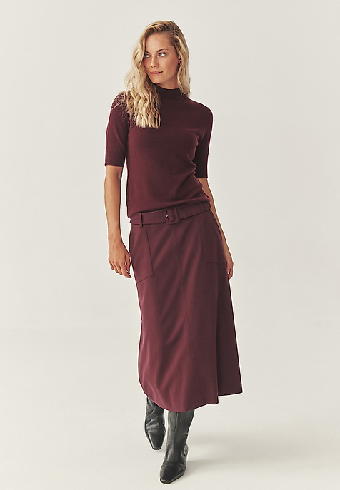 WOVEN MIDI SKIRT WITH BELT - ORMITE 2 RED 2